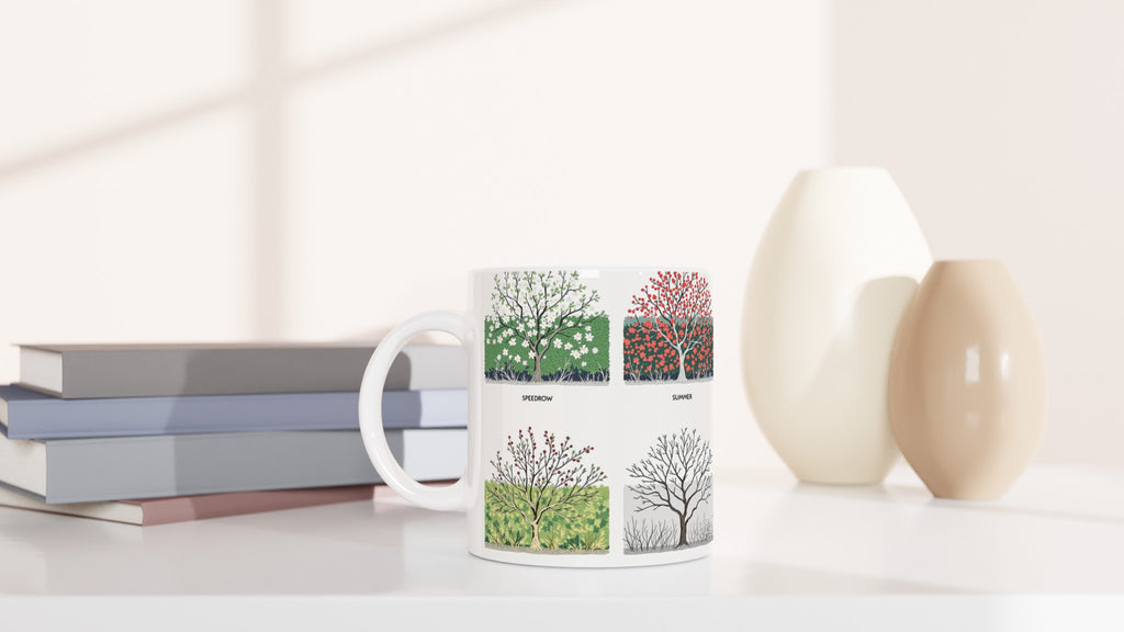 Hedgerow Four Seasons Panels Mug — detail view | Wild Thread Co