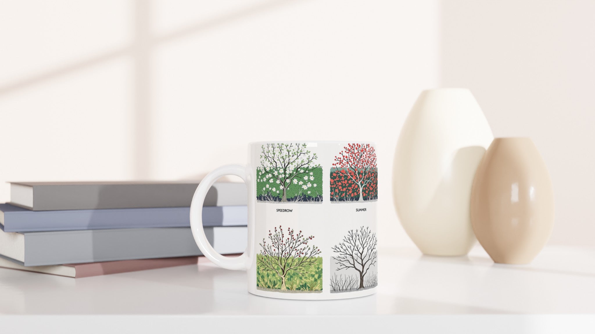 Hedgerow Four Seasons Panels Mug — detail view | Wild Thread Co