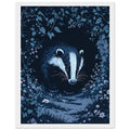 Badger At Dusk Framed Art Print — detail view | Wild Thread Co