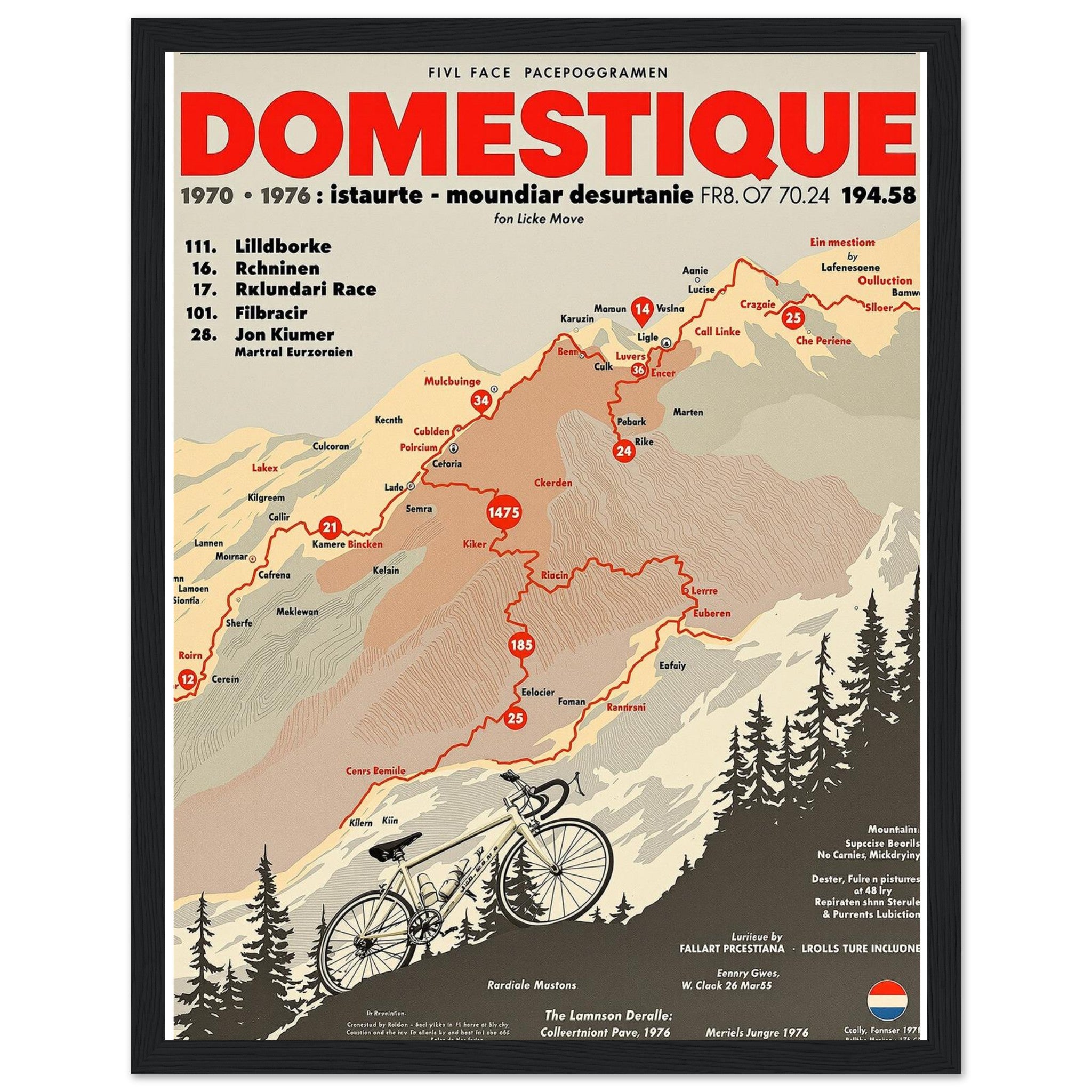 Retro Cycling Domestique Framed Print Wall Art Ready to Hang UK — Framed Art Print | Wild Thread Co UK