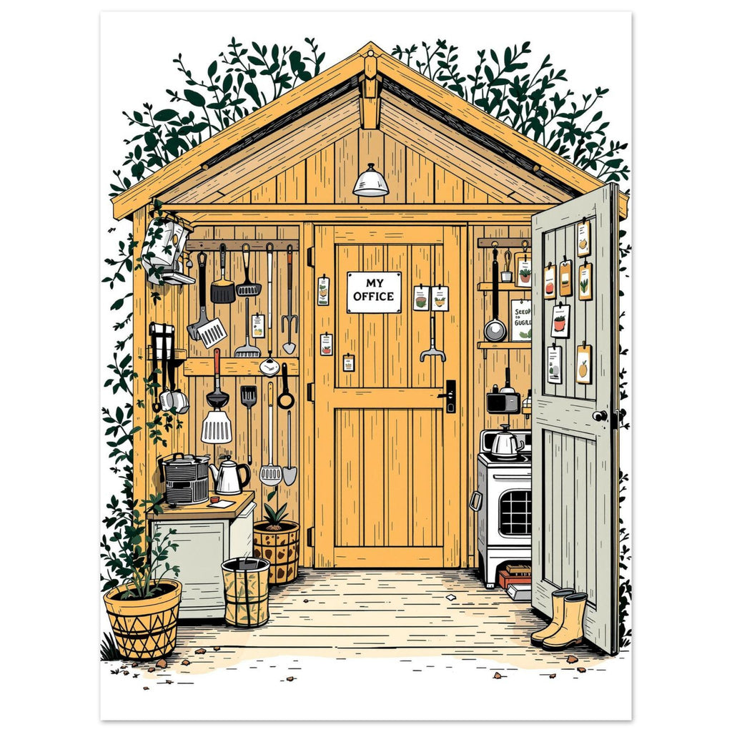 Allotment Shed Sanctuary Art Print Poster Wall Art UK — Art Print | Wild Thread Co