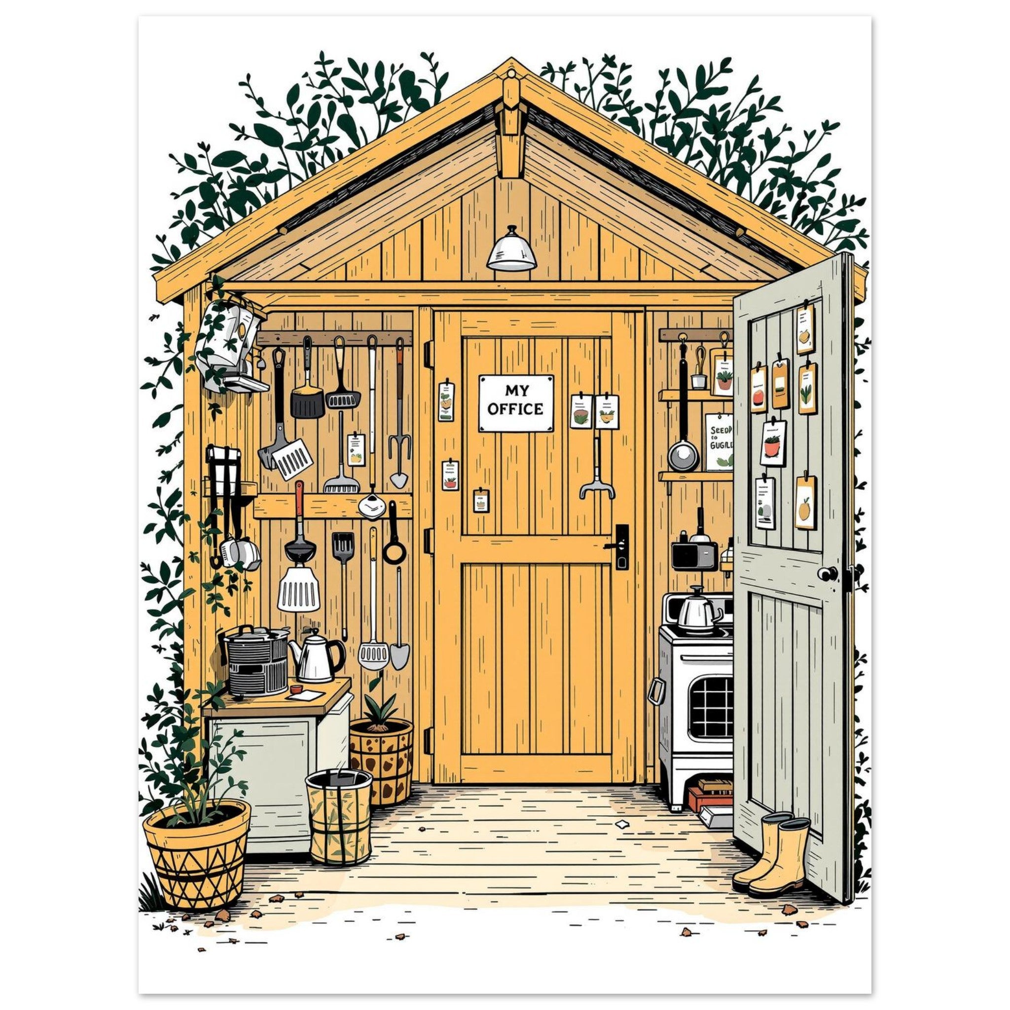 Allotment Shed Sanctuary Art Print Poster Wall Art UK — Art Print | Wild Thread Co