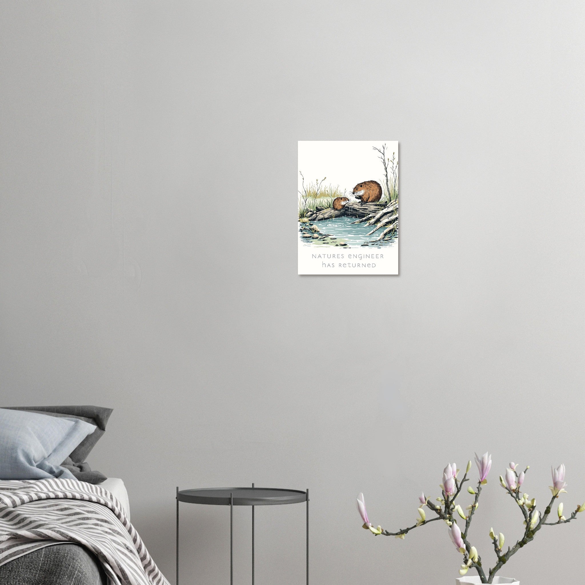 Beaver Rewilding Dam Builder A1 Nature's Engineer Conservation Art UK Art Print — detail view | Wild Thread Co