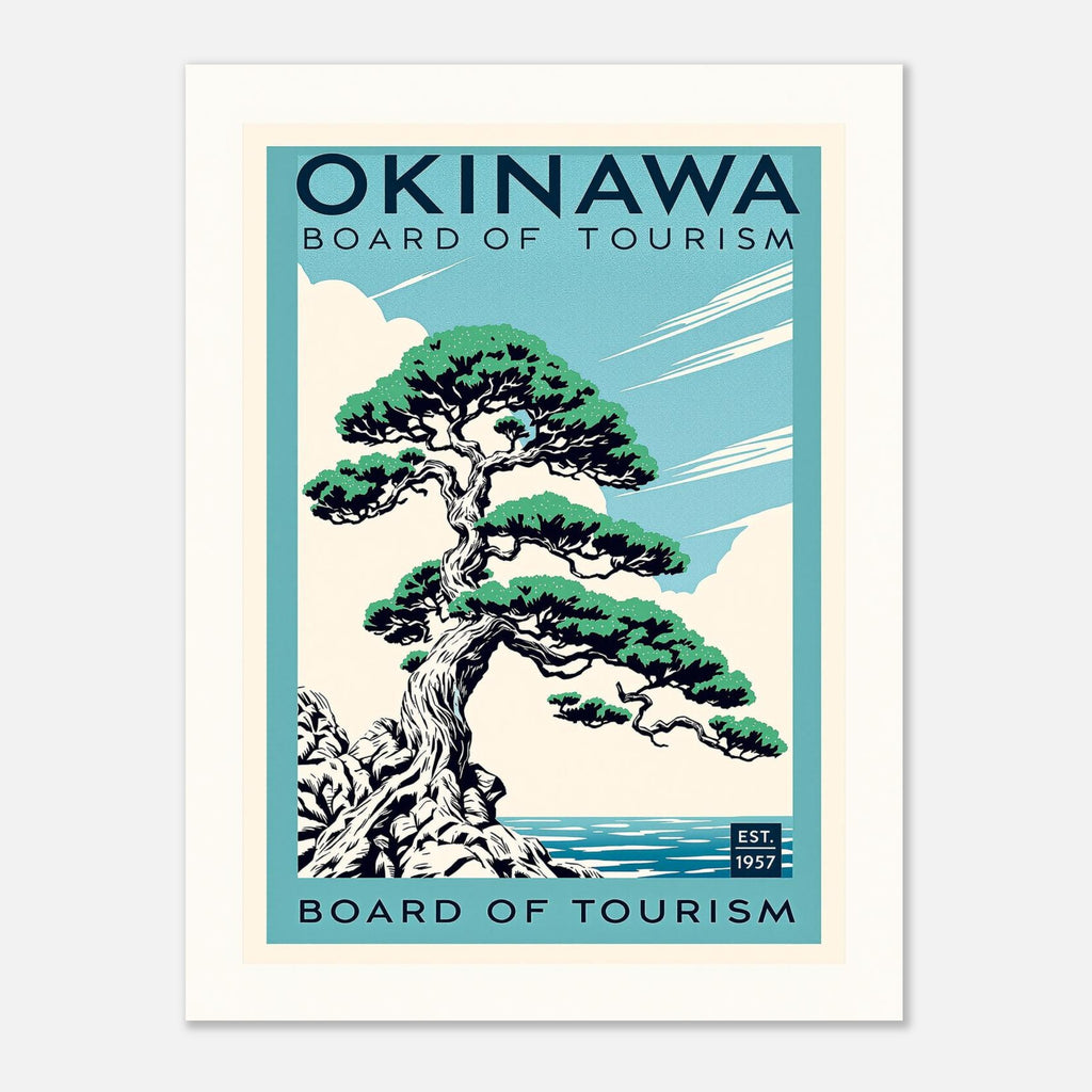 Okinawa Vintage Travel Poster Art Print — detail view | Wild Thread Co