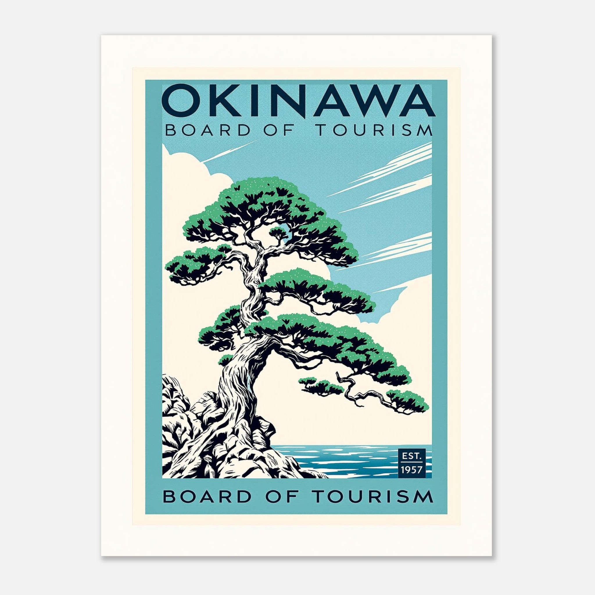 Okinawa Vintage Travel Poster Art Print — detail view | Wild Thread Co