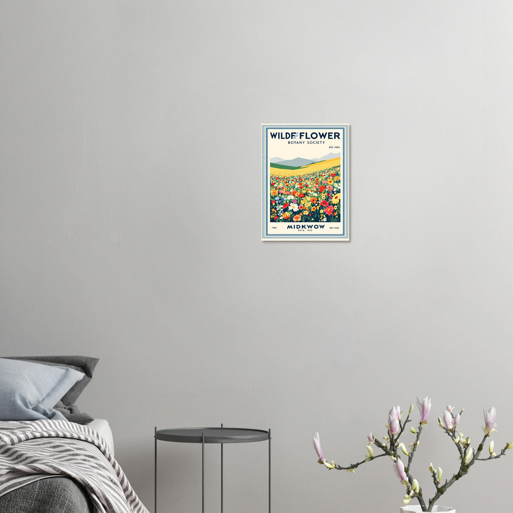 Wildflower Meadow Vintage Travel Poster Art Print — detail view | Wild Thread Co