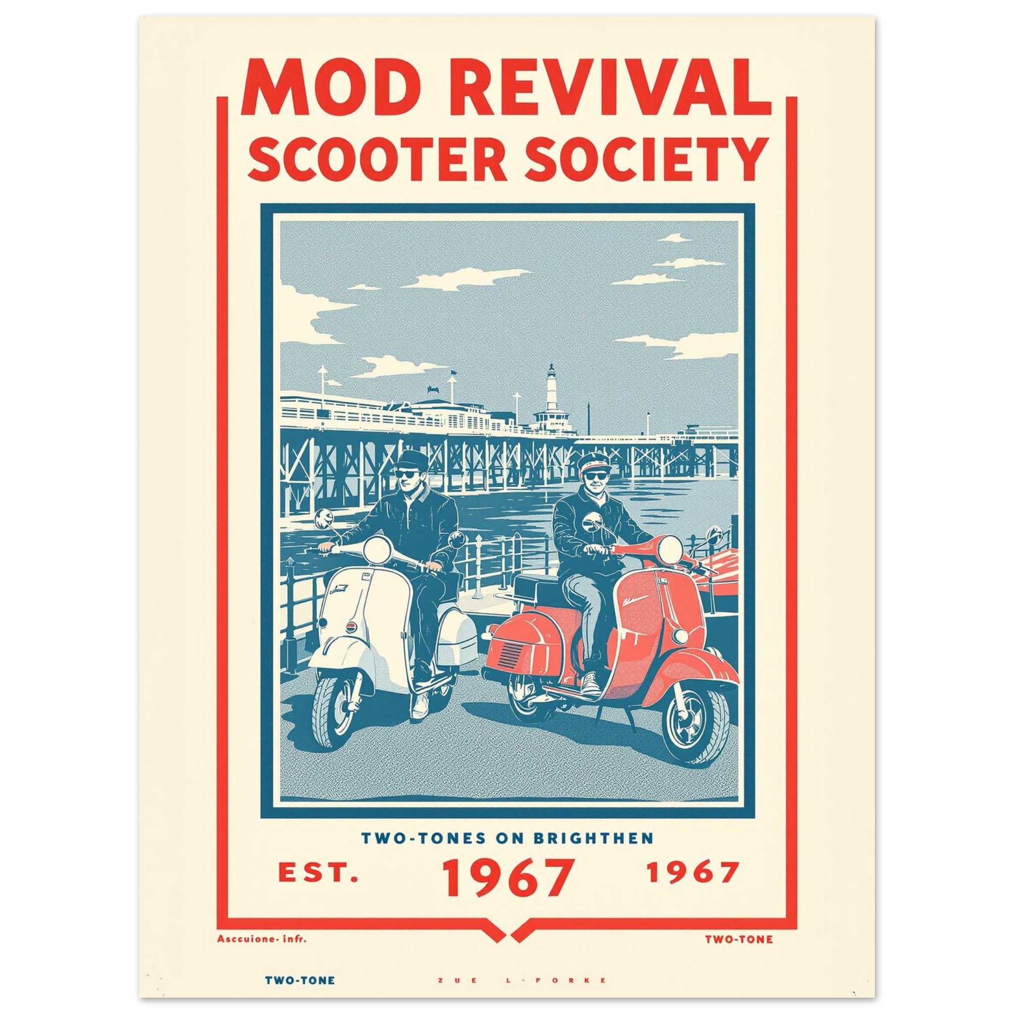 Mod Revival Vintage Travel Poster Art Print — detail view | Wild Thread Co