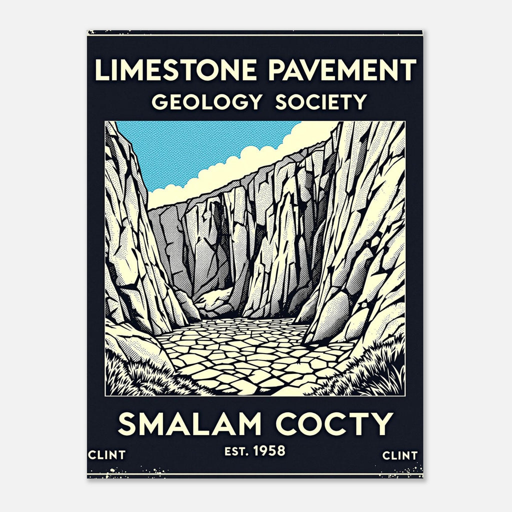 Limestone Pavement Vintage Travel Poster Art Print — detail view | Wild Thread Co