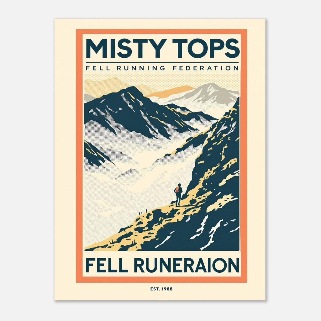Misty Tops Vintage Travel Poster Art Print — detail view | Wild Thread Co