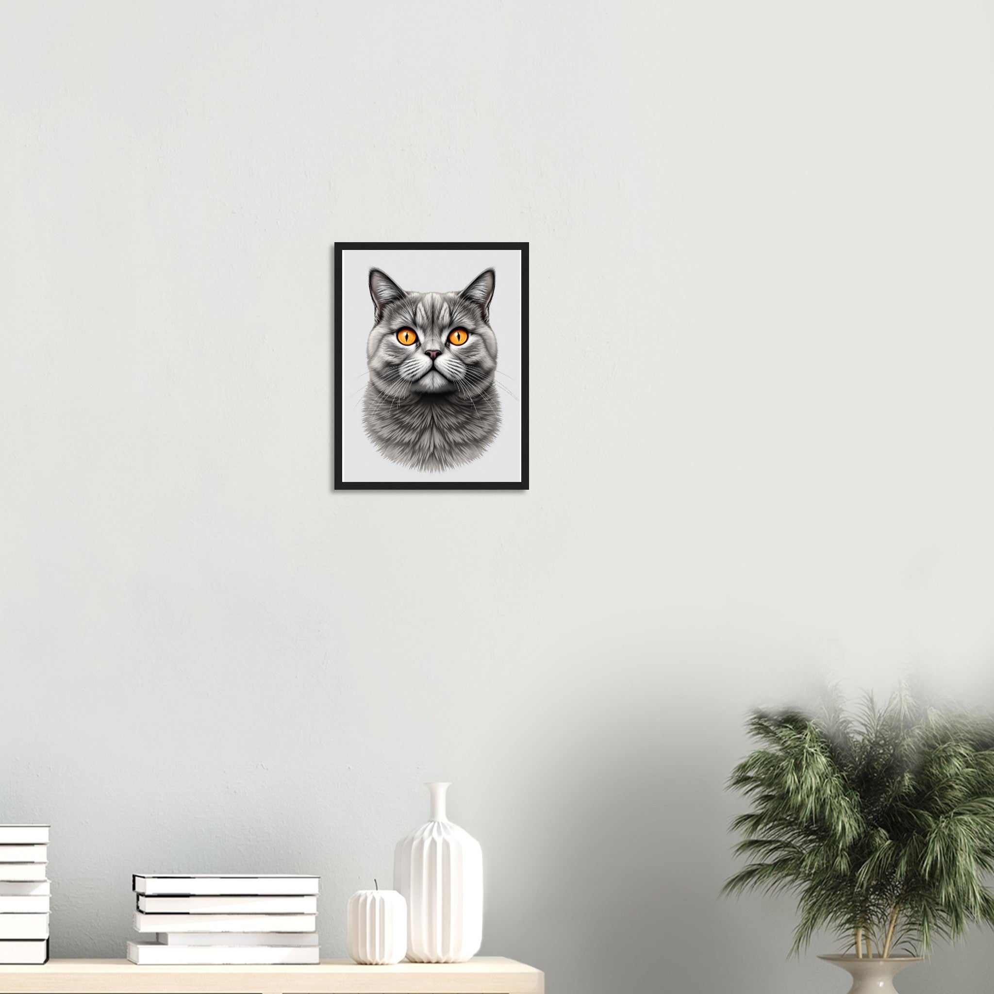 Shorthair Art Framed Print Wall Art Ready to Hang UK Framed Art Print — detail view | Wild Thread Co