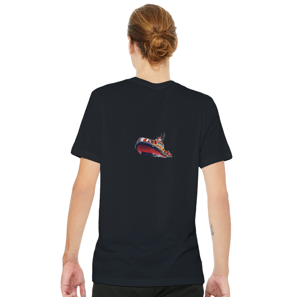 Rnli Lifeboat Launching Heavy Seas T-Shirt — detail view | Wild Thread Co