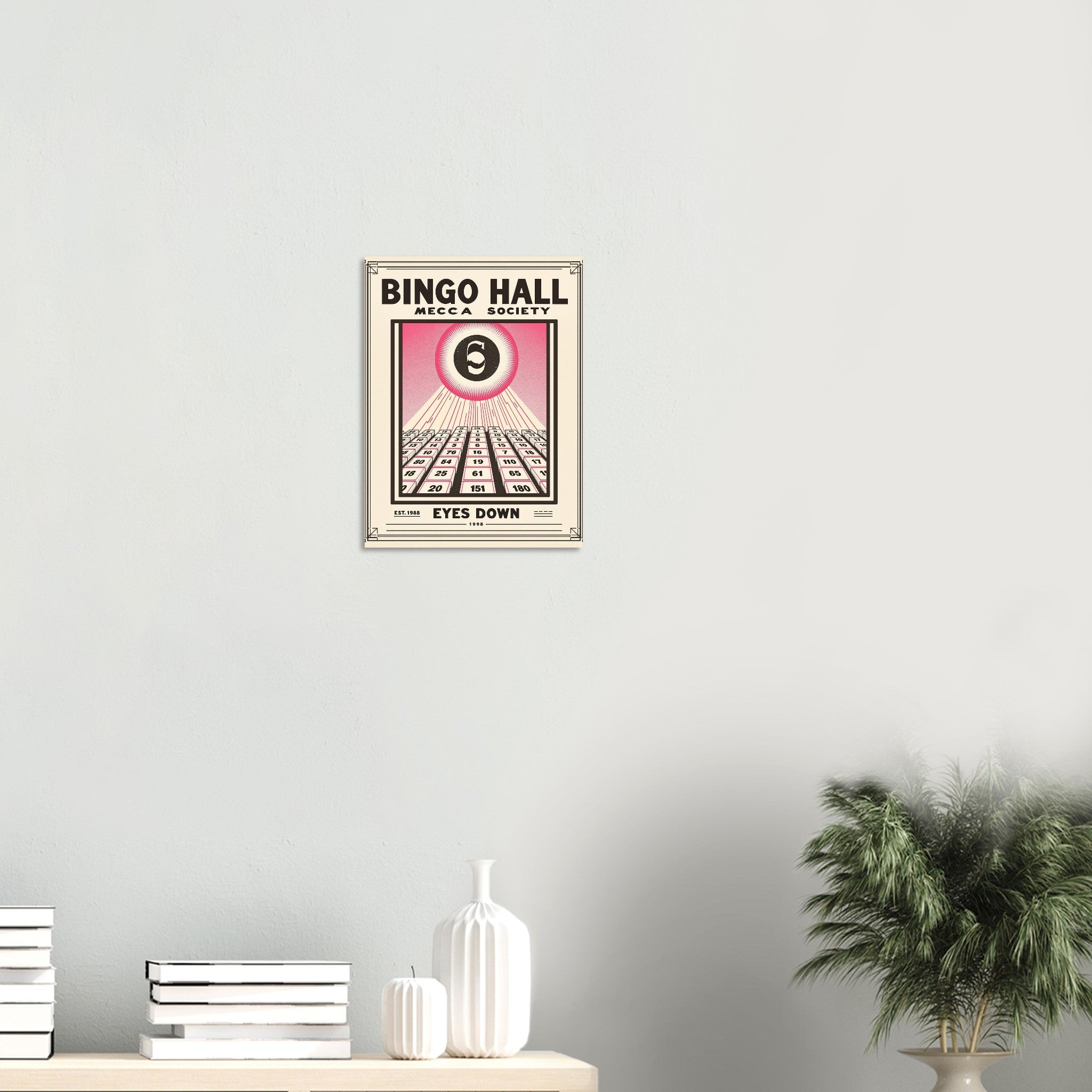 Bingo Hall Vintage Travel Poster Art Print — detail view | Wild Thread Co