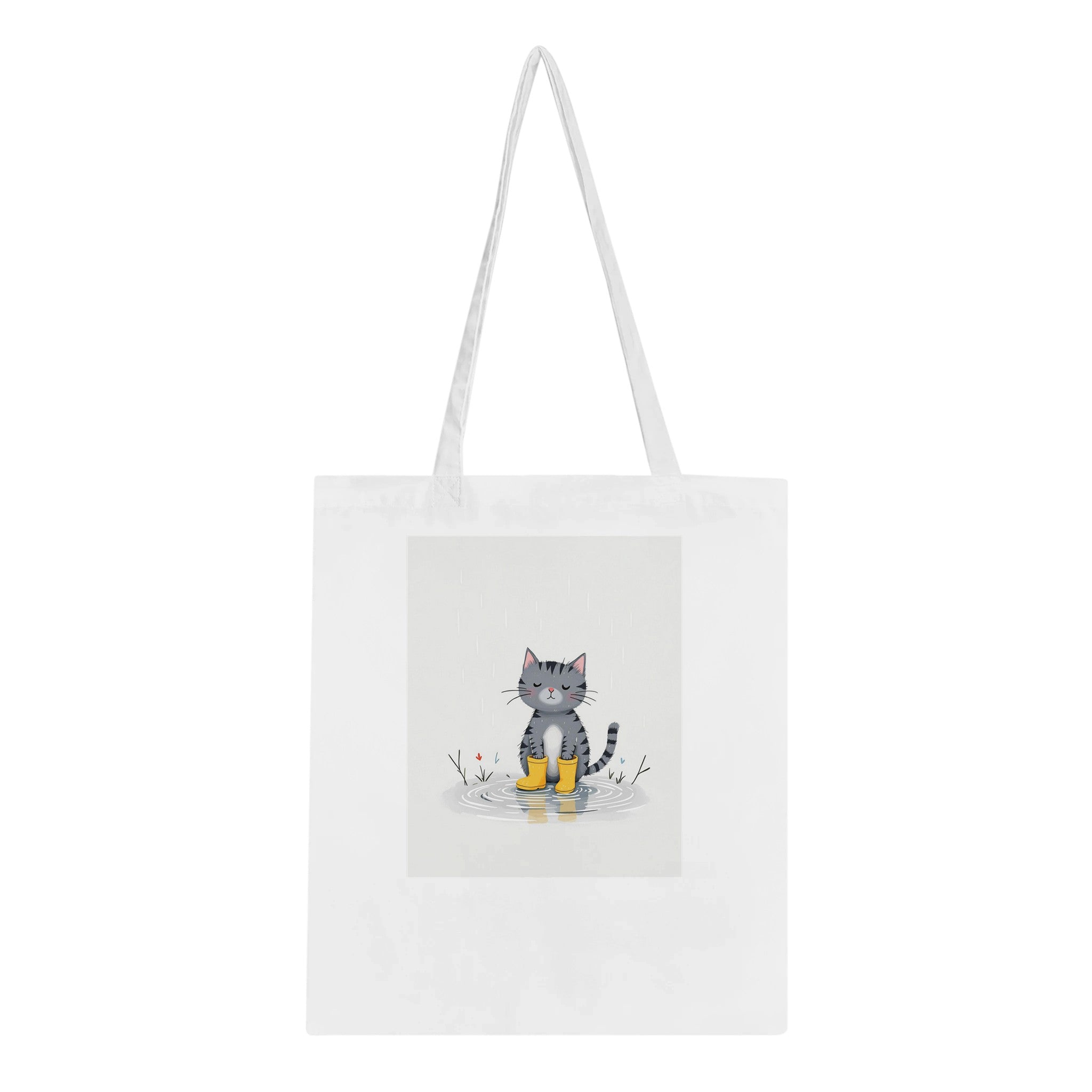 Cat In Rain Puddle Tote Bag Cotton Shopper UK — Tote Bag | Wild Thread Co