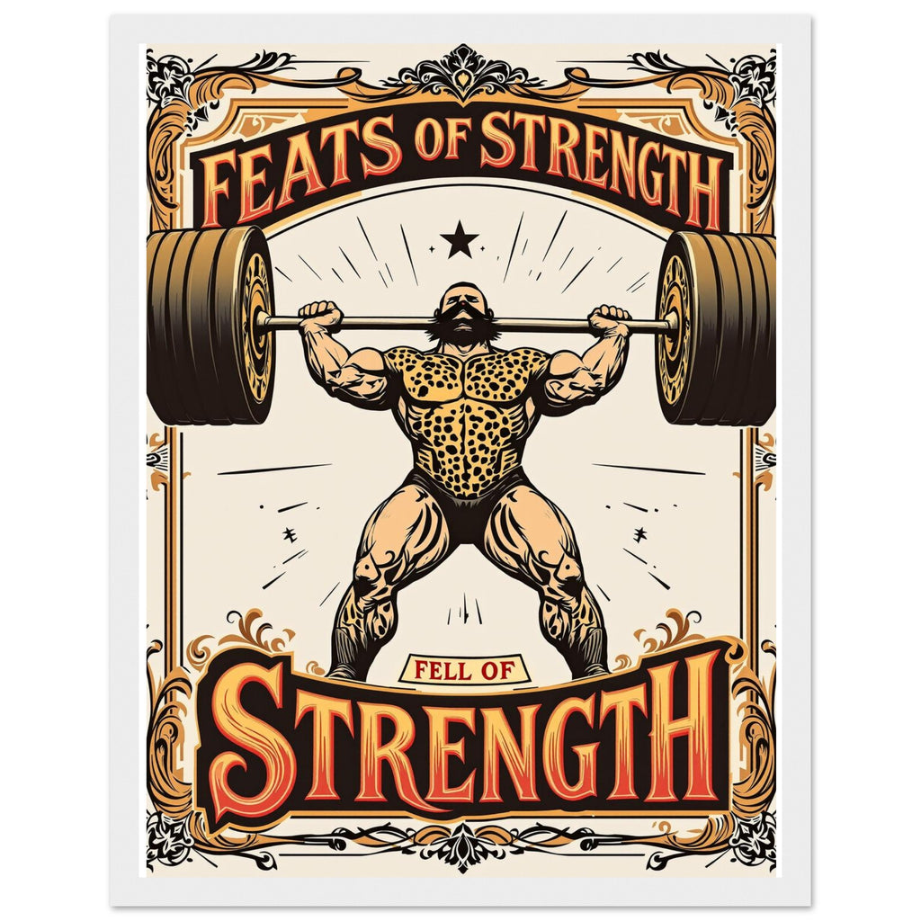 Retro Weightlifting Strongman Framed Art Print — detail view | Wild Thread Co
