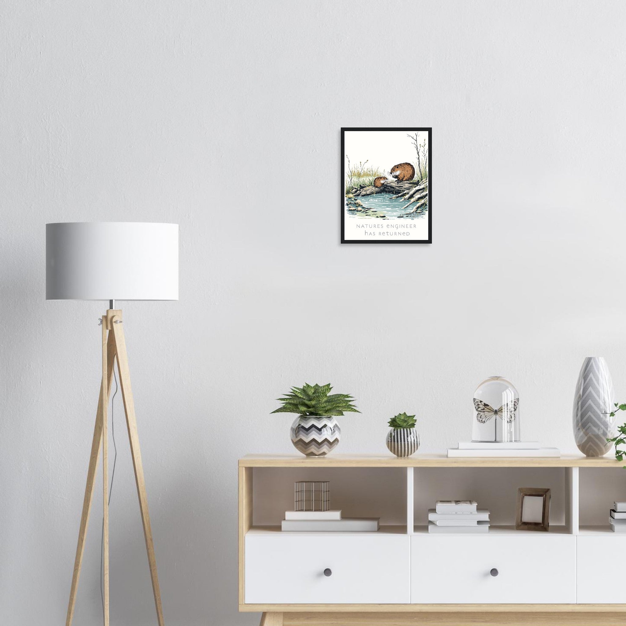 Beaver Rewilding Dam Builder Framed Print — Framed Art Print | Wild Thread Co