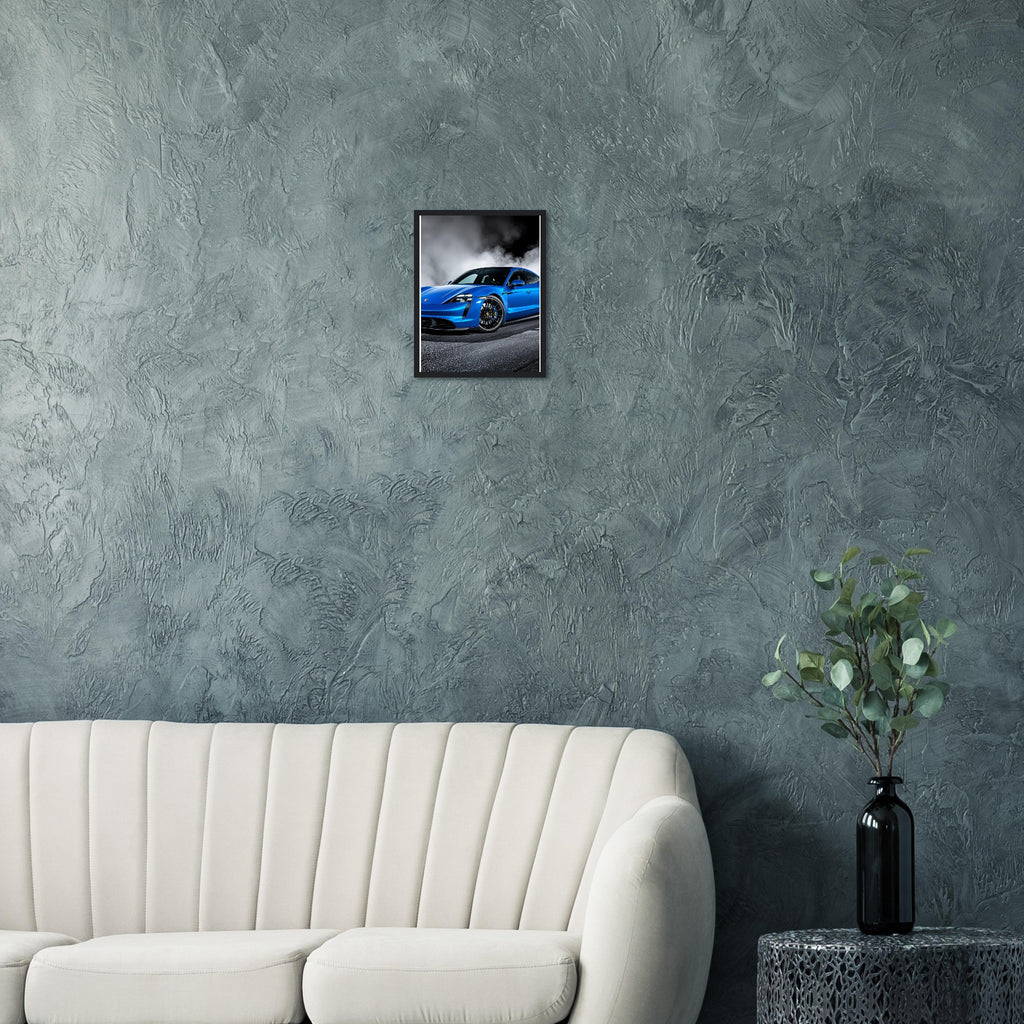 Porsche Taycan Turbo S Framed Art Print — detail view | Wild Thread Co