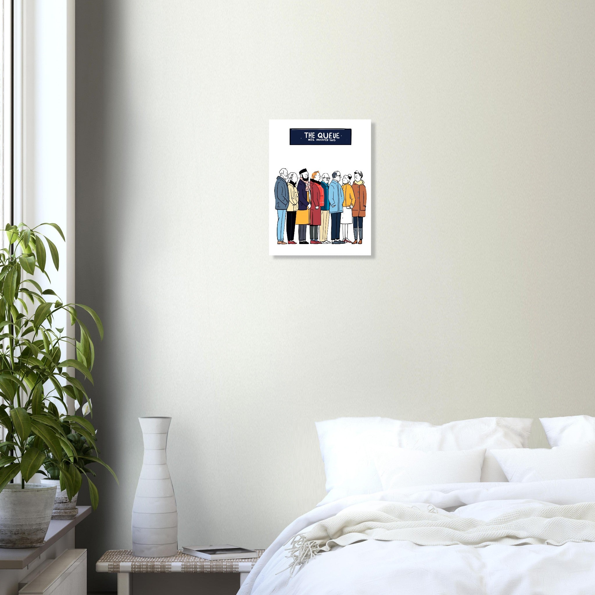 The Queue British Humour A1 Art Print Art Print — detail view | Wild Thread Co