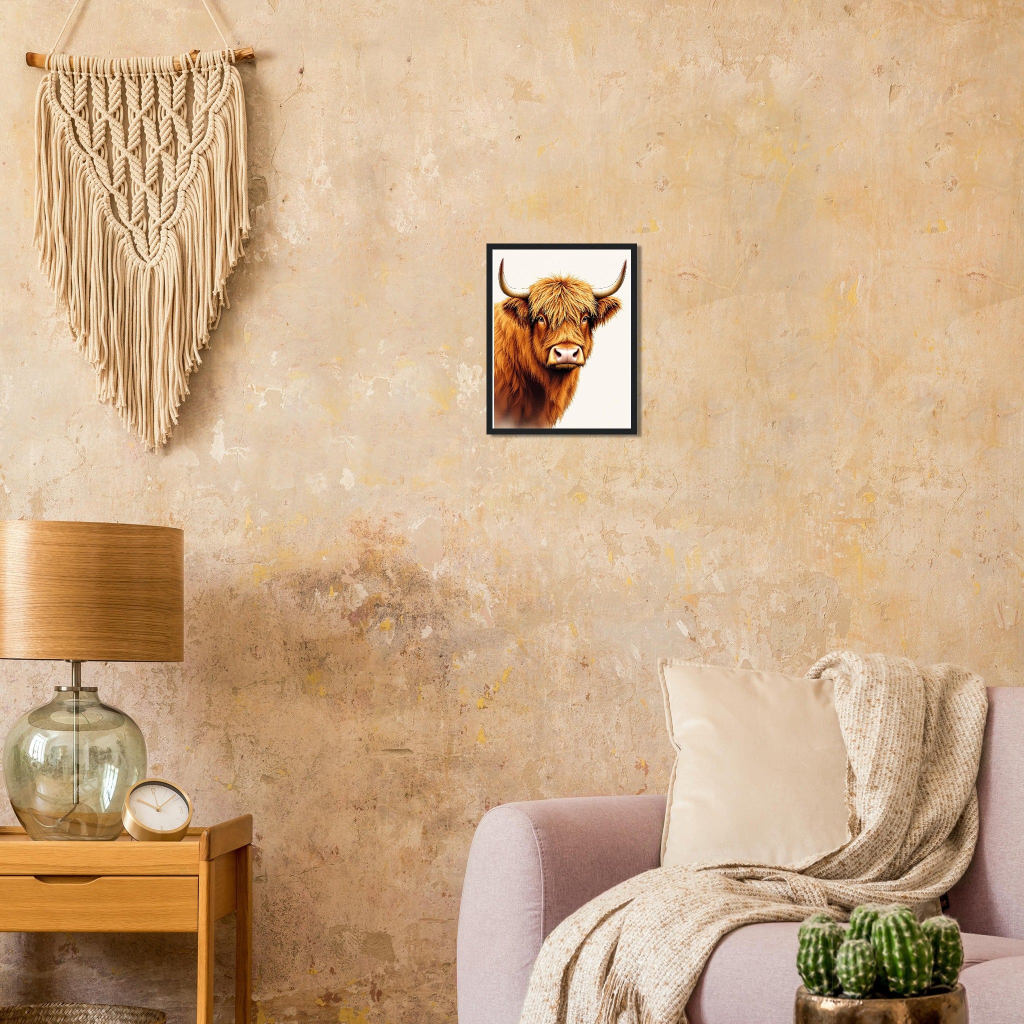 Highland Cattle Portrait Framed Print Wall Art Ready to Hang UK Framed Art Print — detail view | Wild Thread Co