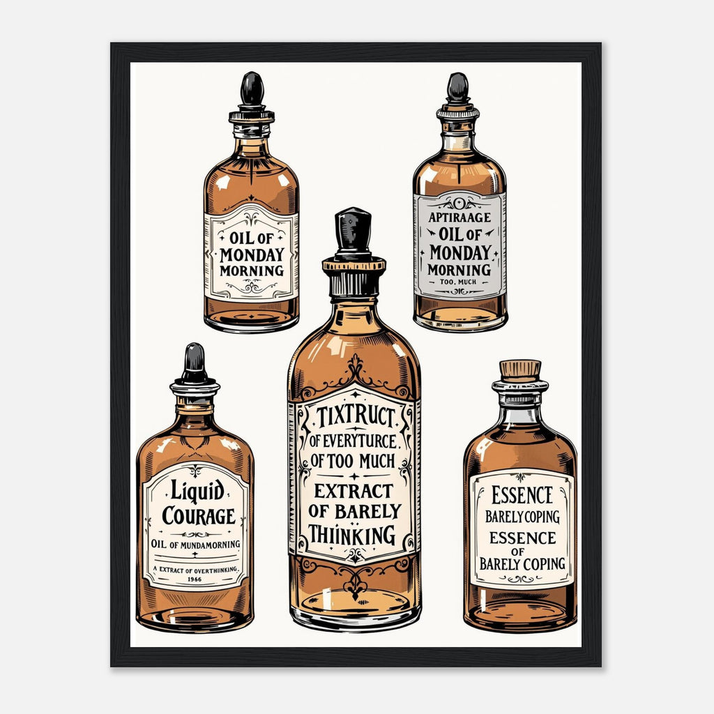 Apothecary Bottles Framed Print Wall Art Ready to Hang UK — Framed Art Print | Wild Thread Co