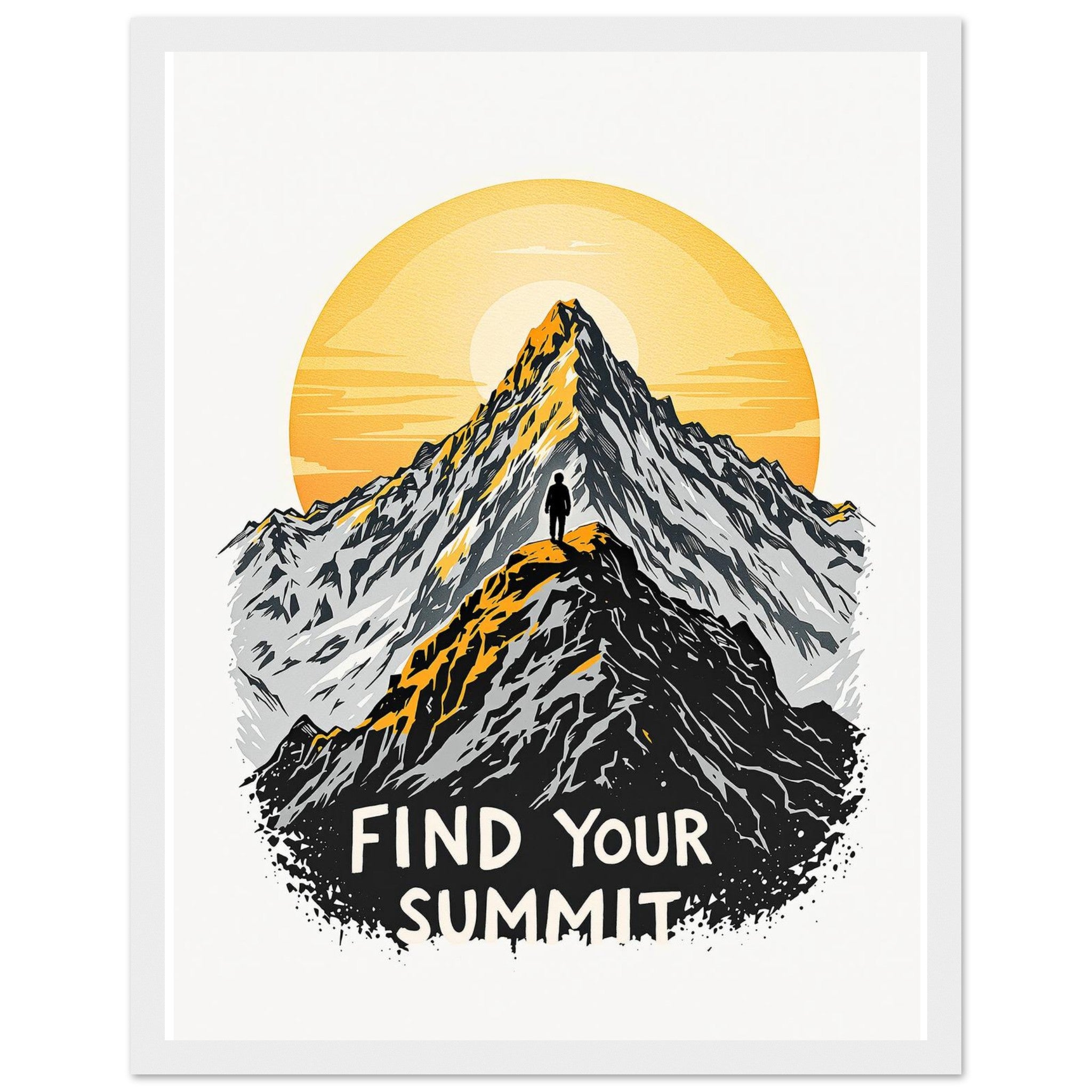 Mountain Summit Framed Print Wall Art Ready to Hang UK Framed Art Print — detail view | Wild Thread Co