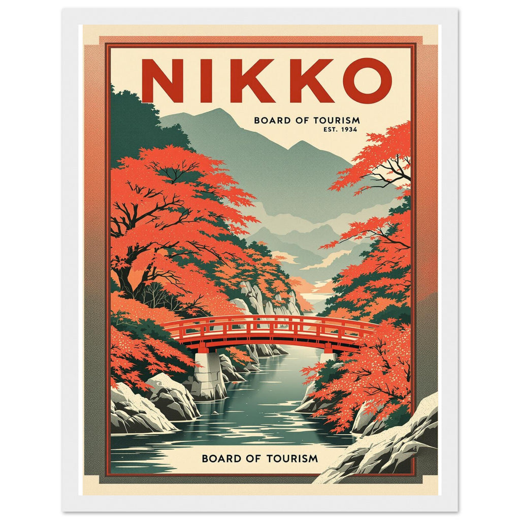Nikko Vintage Travel Poster Framed Art Print — detail view | Wild Thread Co