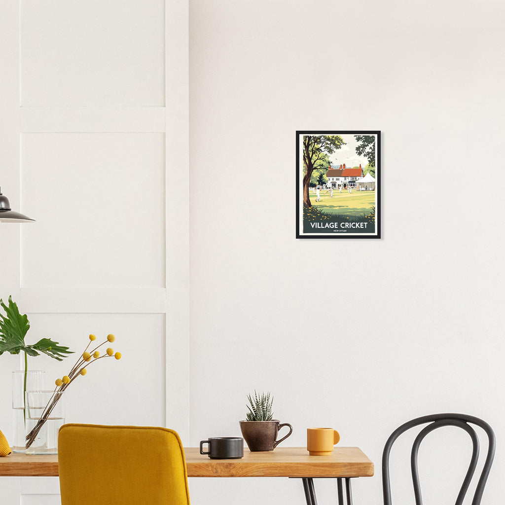 Village Cricket Sunday Green Framed Art Print — detail view | Wild Thread Co