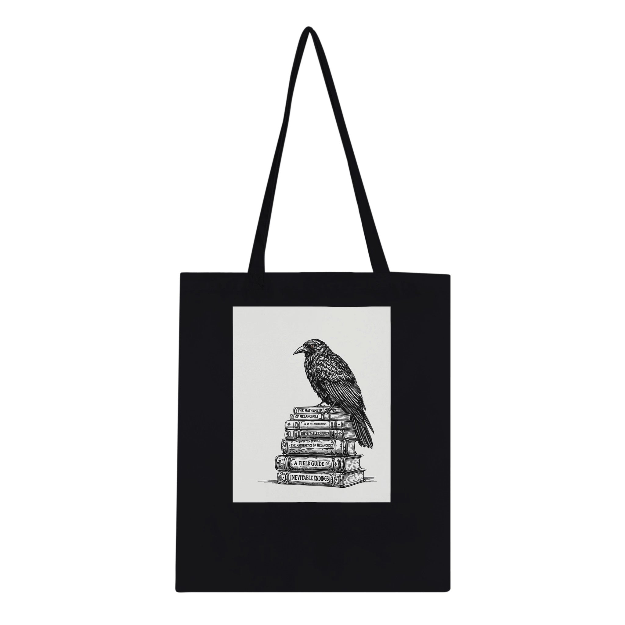 Dark Academia Raven Library Tote Bag Cotton Shopper UK Tote Bag — detail view | Wild Thread Co