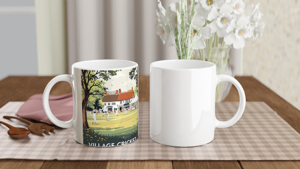 Village Cricket Sunday Green Mug — detail view | Wild Thread Co
