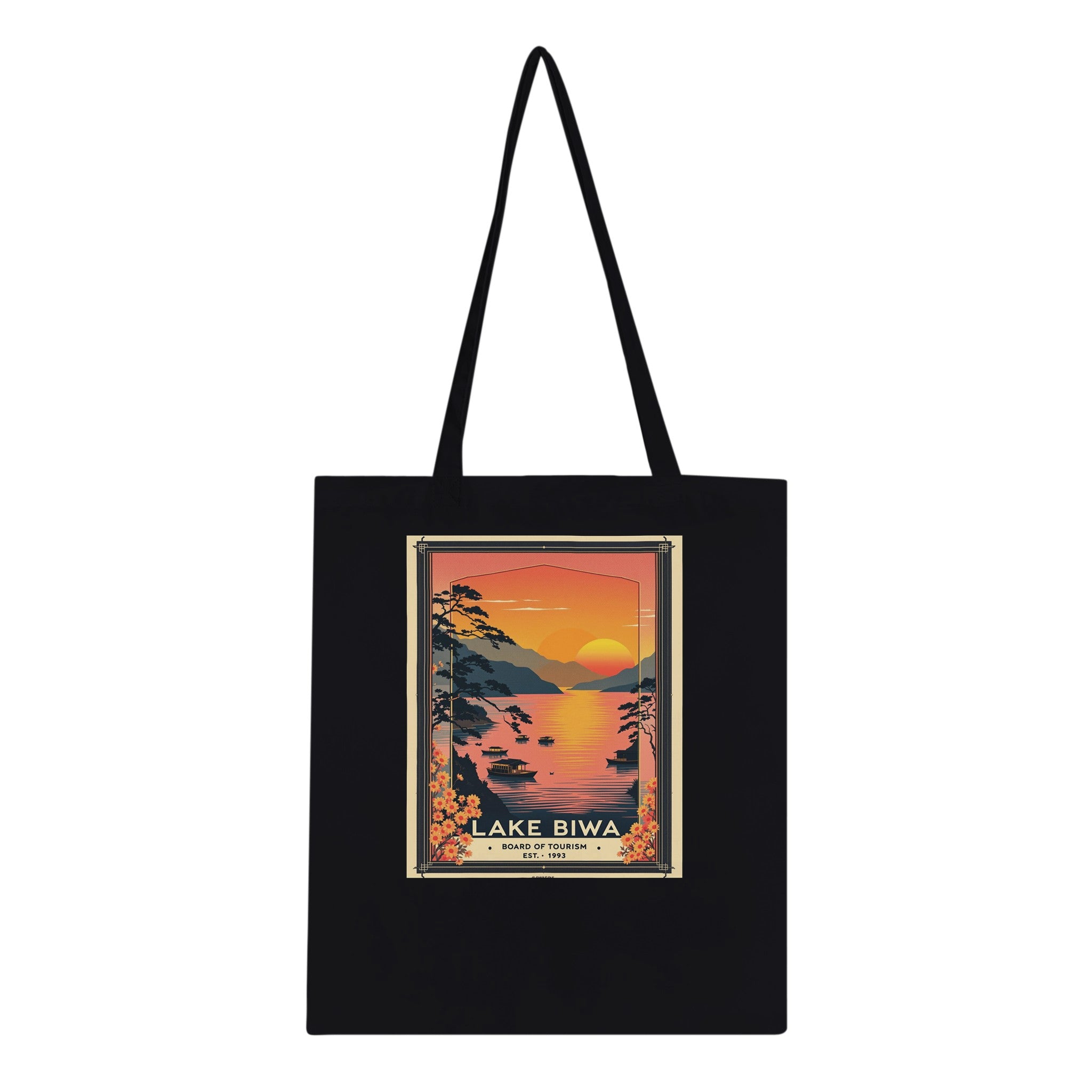 Lake Biwa Vintage Travel Poster Tote Bag — detail view | Wild Thread Co
