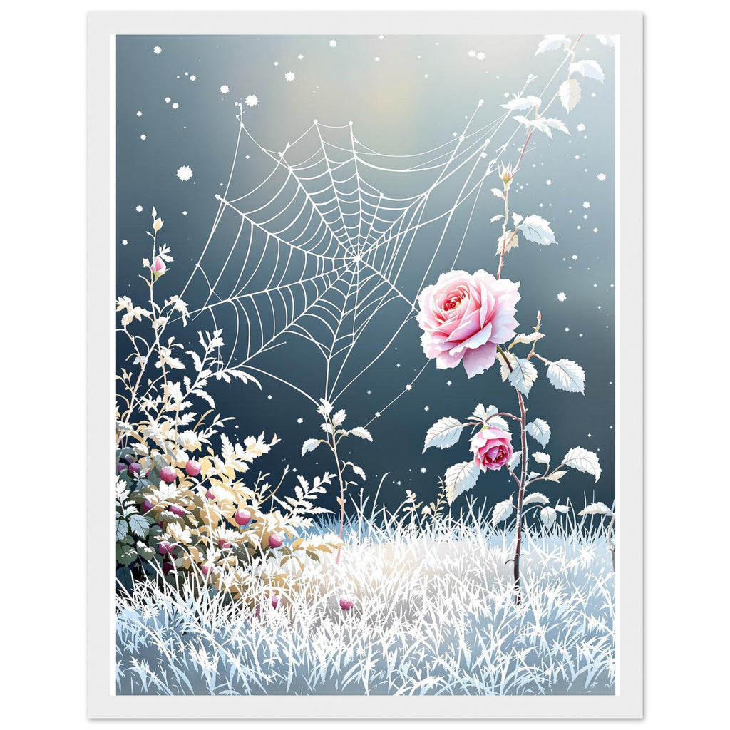 First Frost Garden Morning Rose Framed Art Print — detail view | Wild Thread Co
