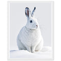 Mountain Hare White Winter Snow Framed Art Print — detail view | Wild Thread Co