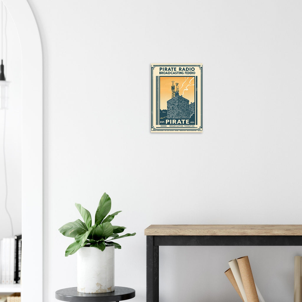 Pirate Radio Vintage Travel Poster Art Print — detail view | Wild Thread Co