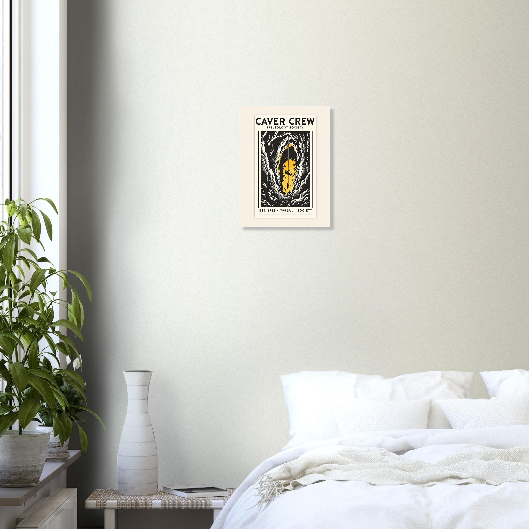 Caver Crew Vintage Travel Poster Art Print — detail view | Wild Thread Co