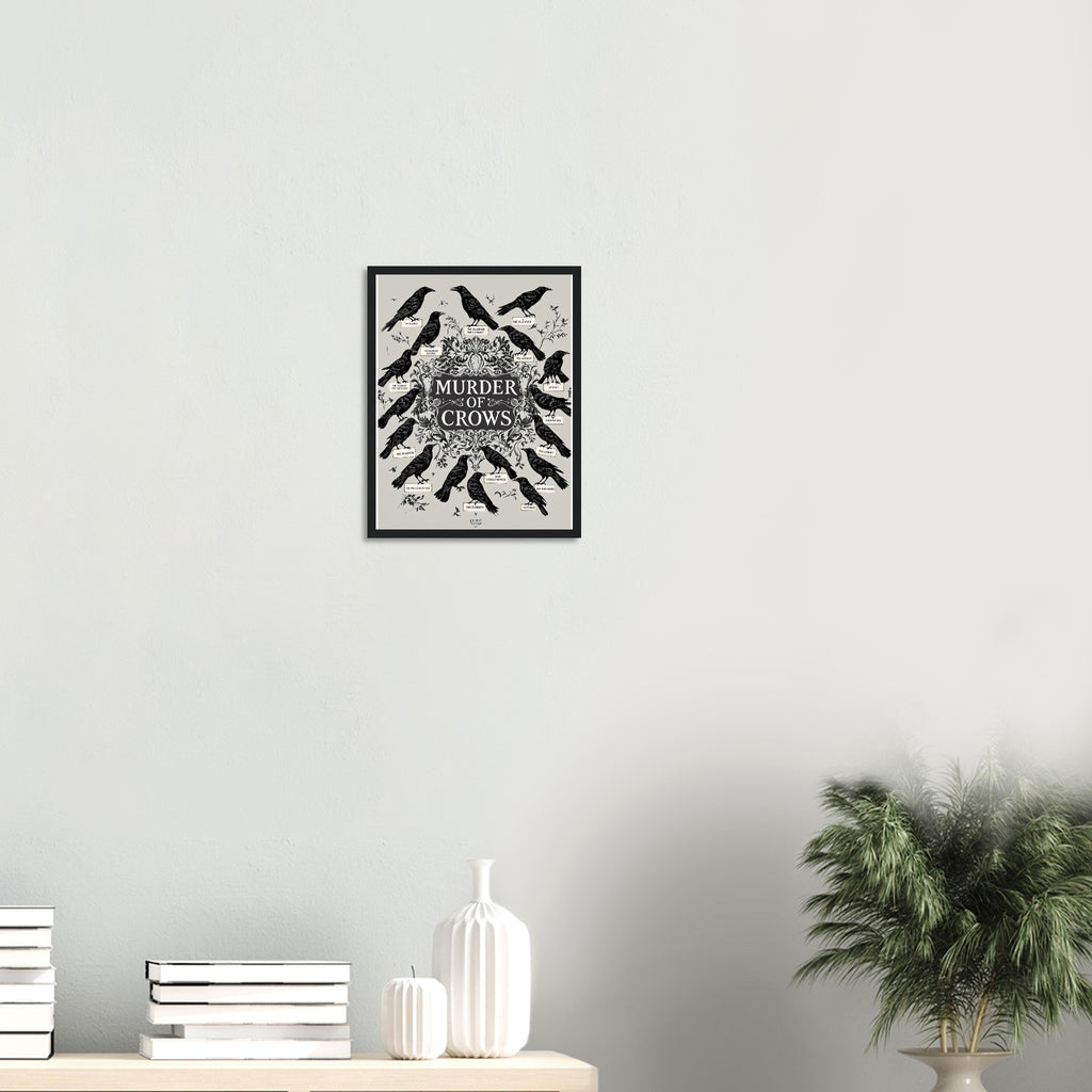 Dark Academia Ravens Murder Framed Print Wall Art Ready to Hang UK Framed Art Print — detail view | Wild Thread Co
