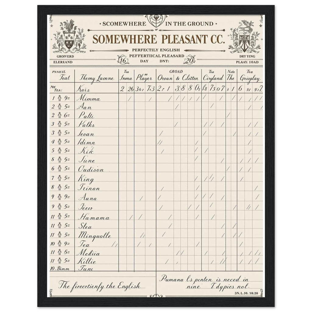 Edwardian Cricket Scorecard Framed Print Wall Art Ready to Hang UK UK Gift — Framed Art Print | Wild Thread Co UK