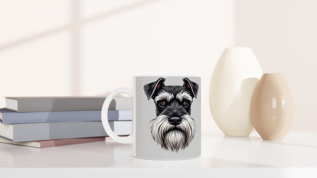 miniature schnauzer Mug — detail view | Wild Thread Co
