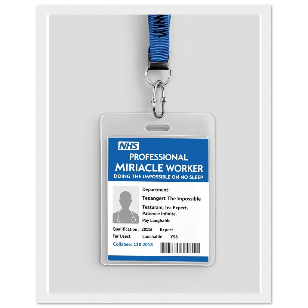 Nurse Nhs Id Card Spoof Framed Print Wall Art Ready to Hang UK Framed Art Print — detail view | Wild Thread Co