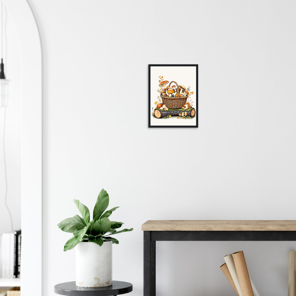 Foraged Mushroom Basket Framed Print Wall Art Ready to Hang UK — Framed Art Print | Wild Thread Co