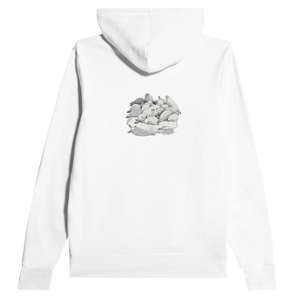 Grey Seal Colony Pups Atlantic Hoodie — detail view | Wild Thread Co