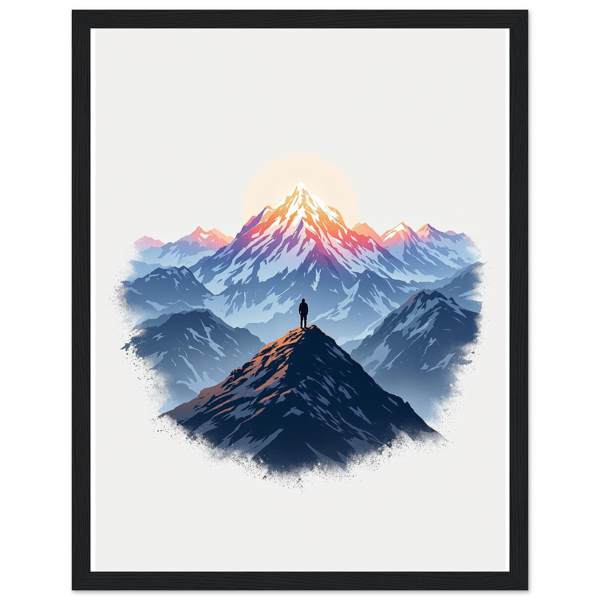 New Day Mountain Light Alpenglow Framed Print Wall Art Ready to Hang — Framed Art Print | Wild Thread Co UK