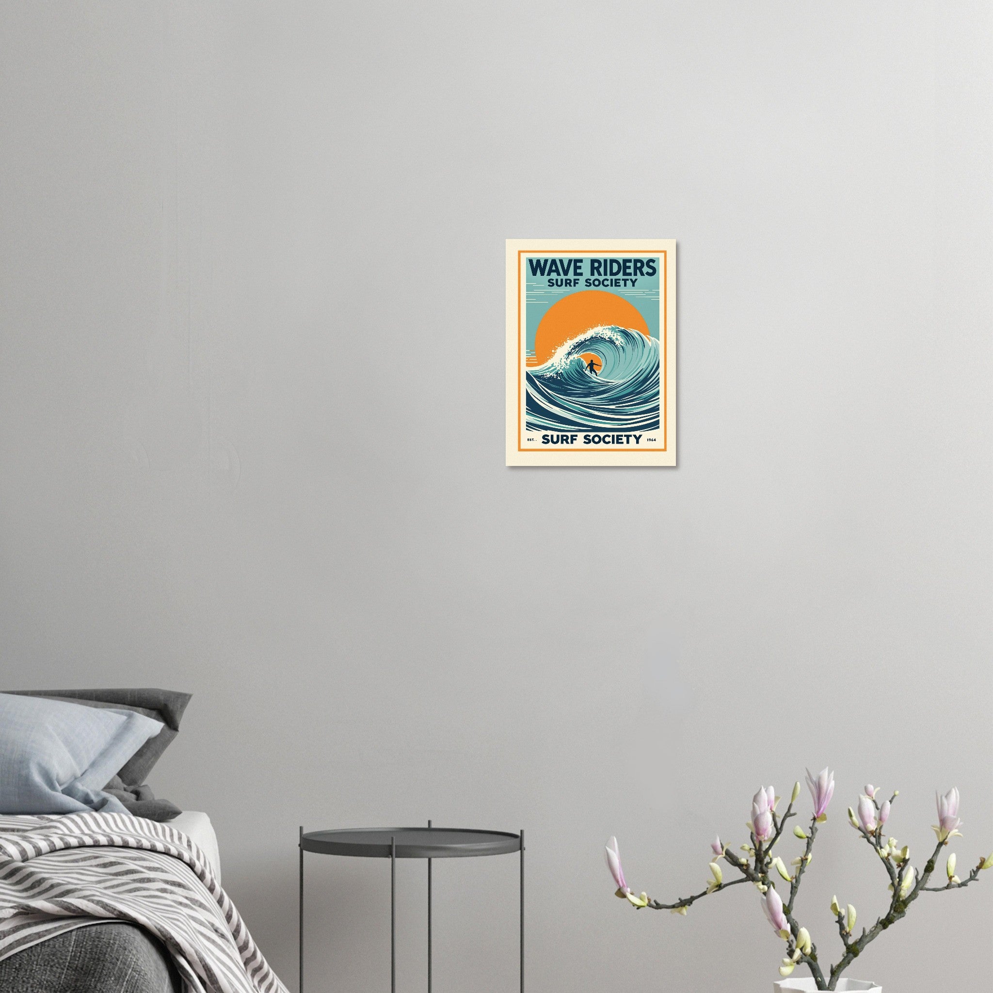 Wave Riders Vintage Travel Poster Art Print — detail view | Wild Thread Co
