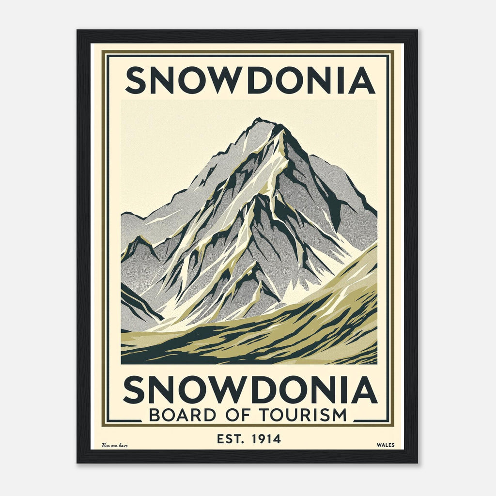 Snowdonia Vintage Travel Poster Framed Art Print — detail view | Wild Thread Co