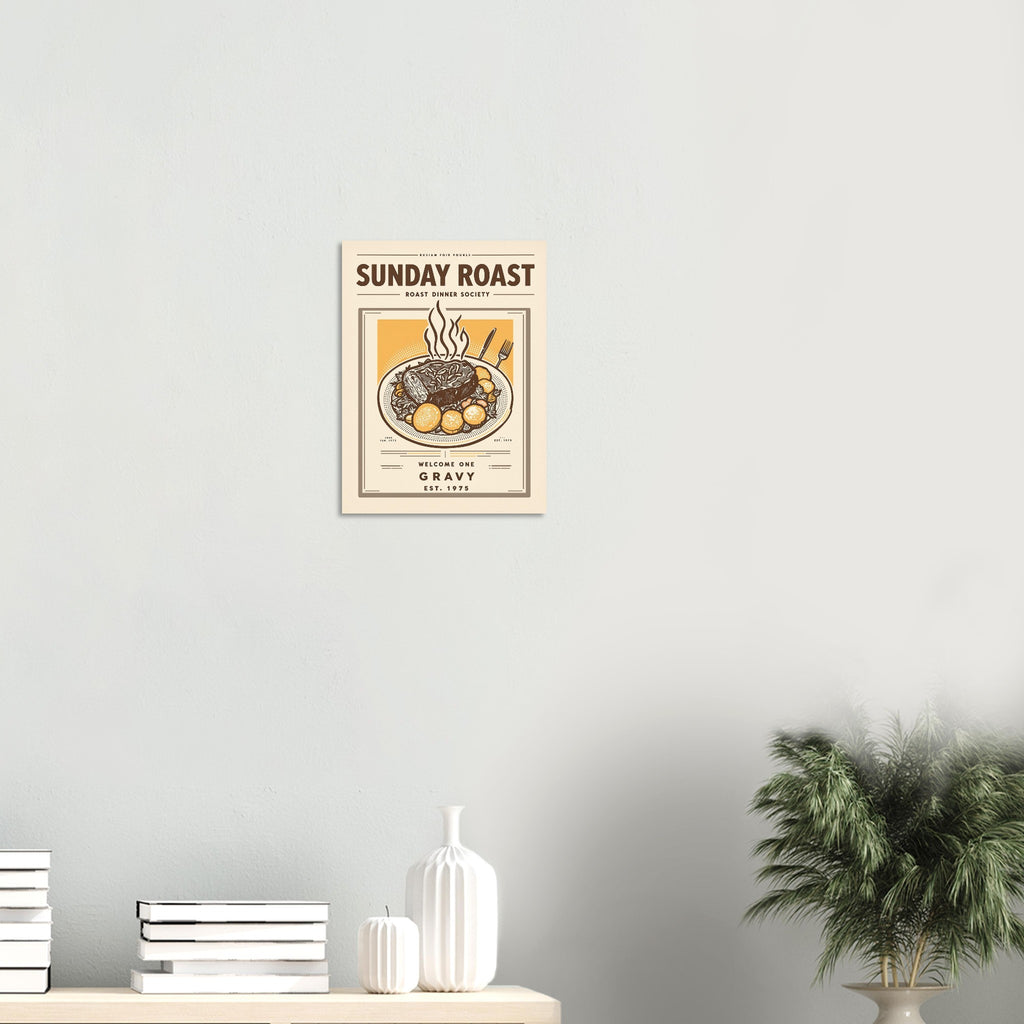 Sunday Roast Vintage Travel Poster Art Print — detail view | Wild Thread Co