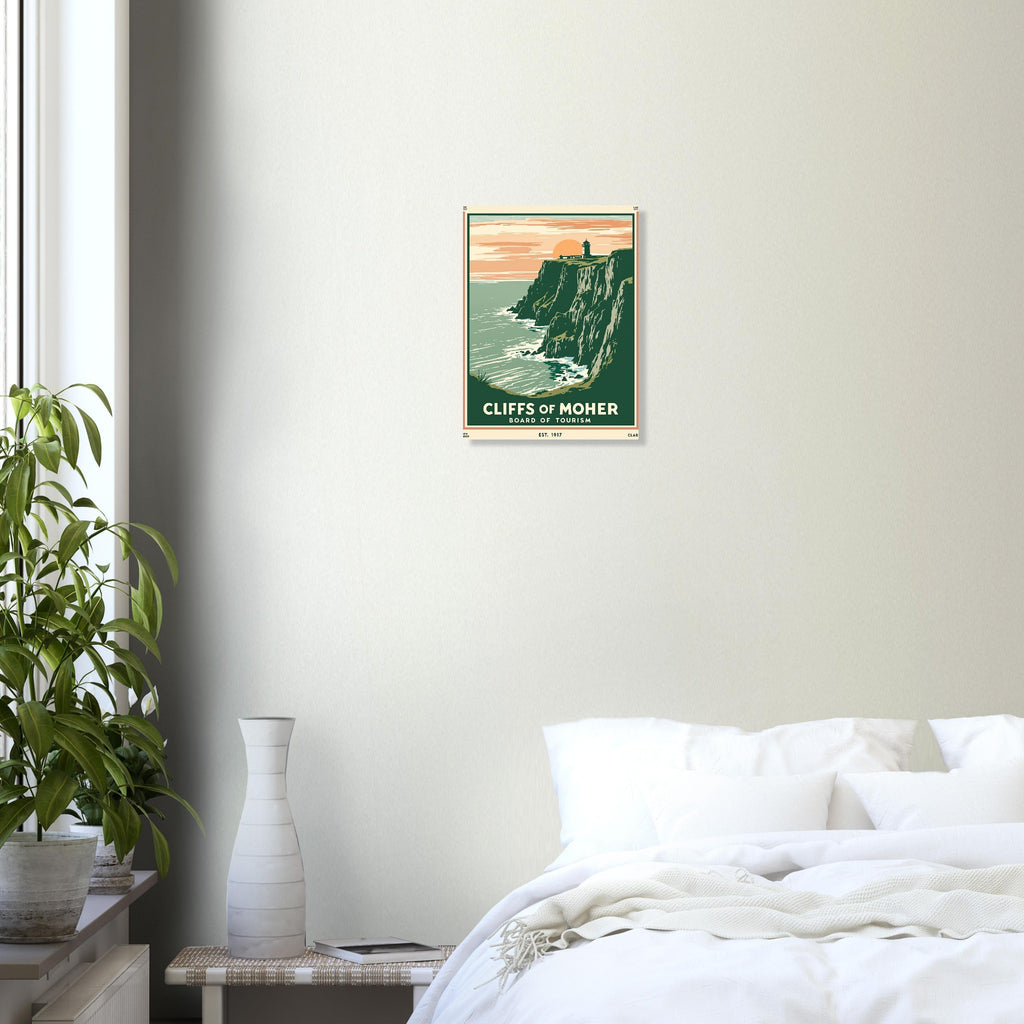 Cliffs Of Moher Vintage Travel Poster Art Print — detail view | Wild Thread Co