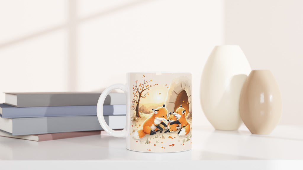fox cubs playing Mug Coffee Tea Ceramic 11oz — Mug | Wild Thread Co