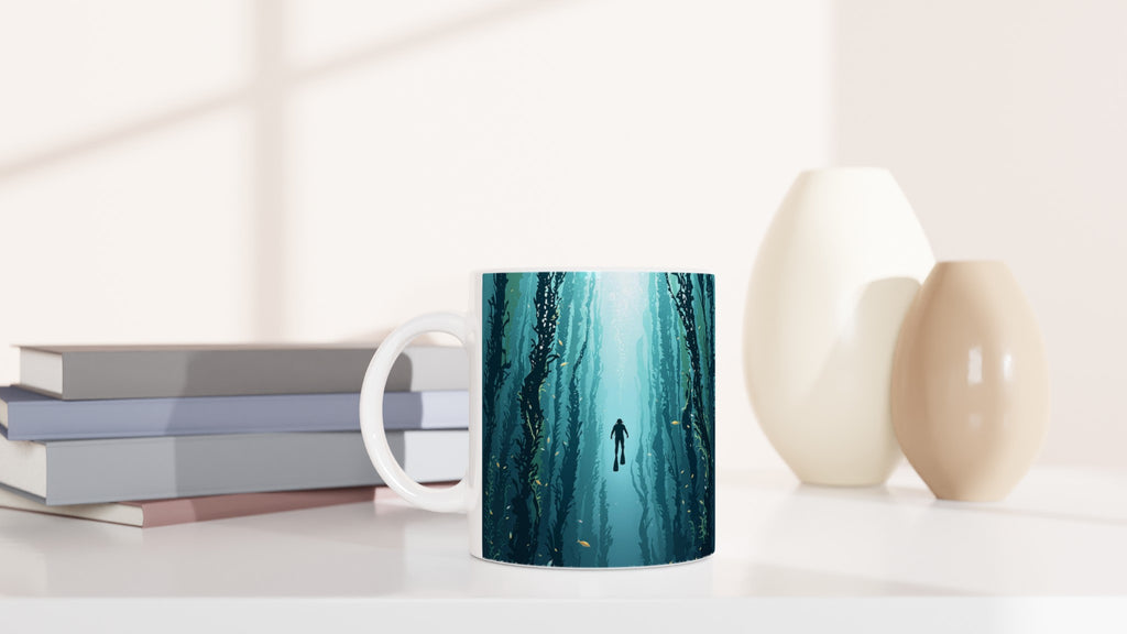 Kelp Forest Freediver Underwater Mug — detail view | Wild Thread Co