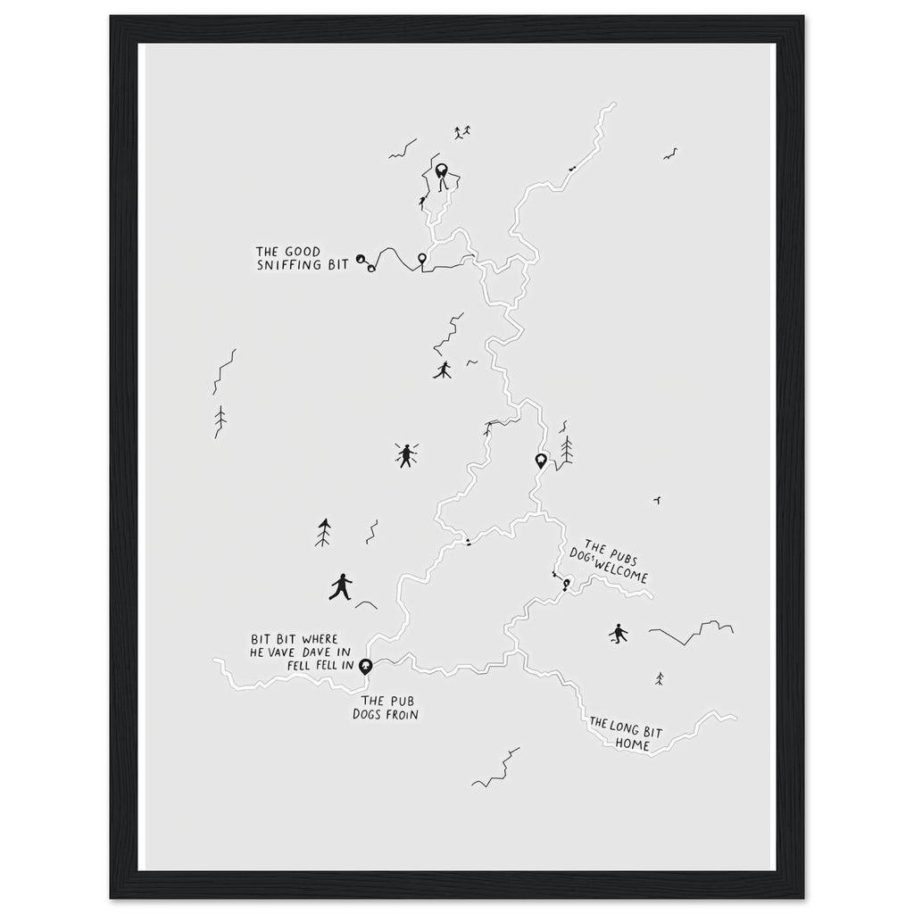 Dog Walker Os Map Spoof Framed Print Wall Art Ready to Hang UK — Framed Art Print | Wild Thread Co