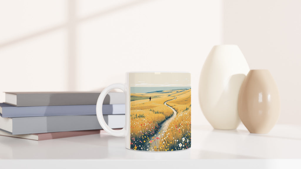 Chalk Downland South Downs Walker Mug — detail view | Wild Thread Co