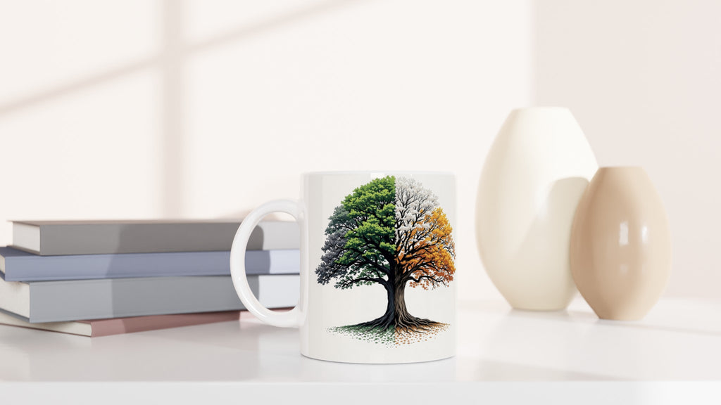Oak Tree Four Seasons Mug — detail view | Wild Thread Co