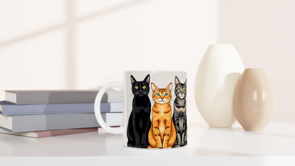 three cats in a row Mug — detail view | Wild Thread Co